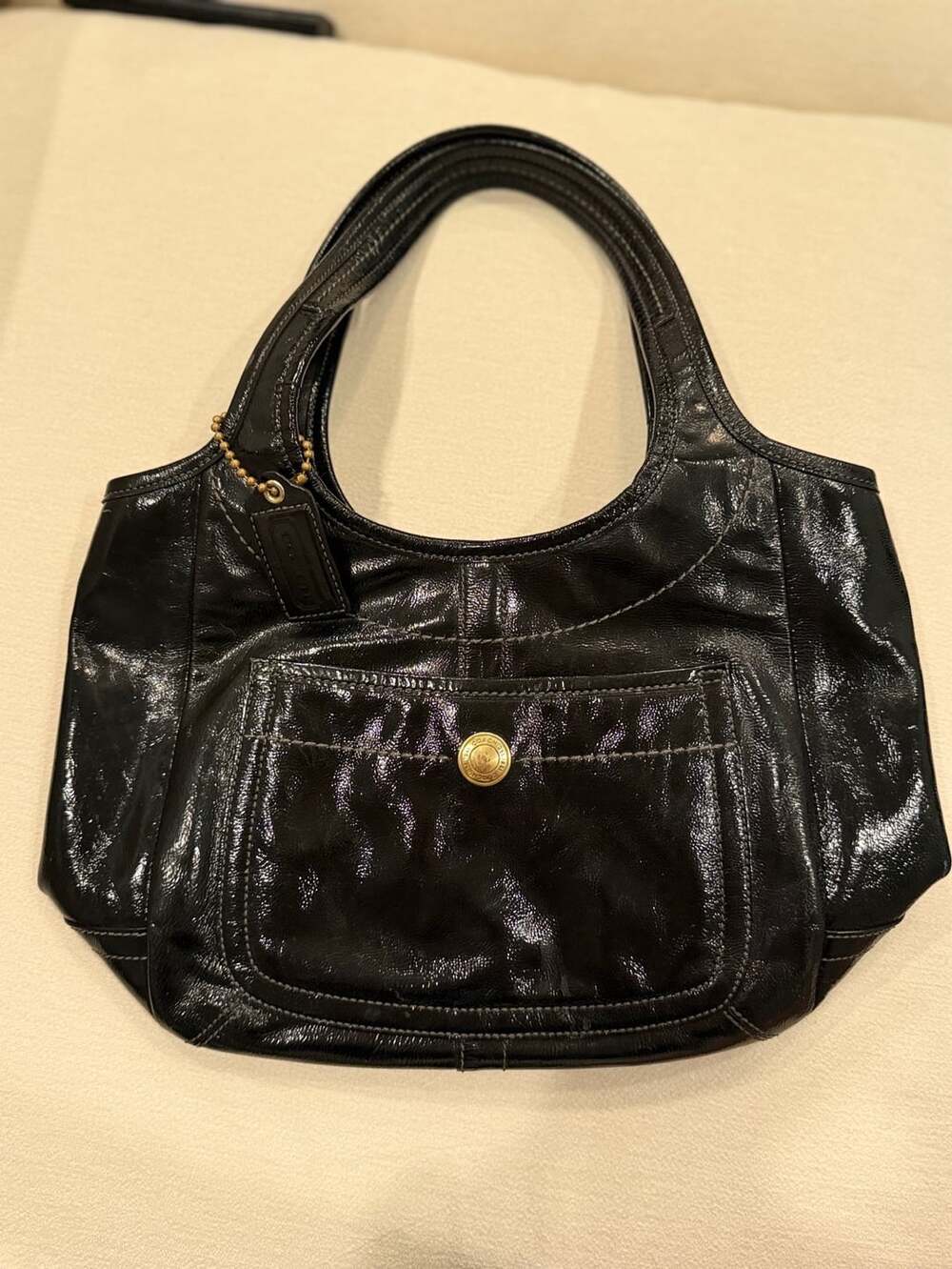 Coach Ergo 65th Anniversary Patent Calf Leather Shoulder Bag 11012 Black
